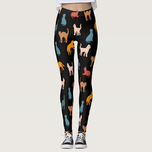 Katzen auf schwarz leggings (Vorderseite)
