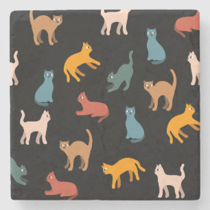 Katzen auf schwarz steinuntersetzer