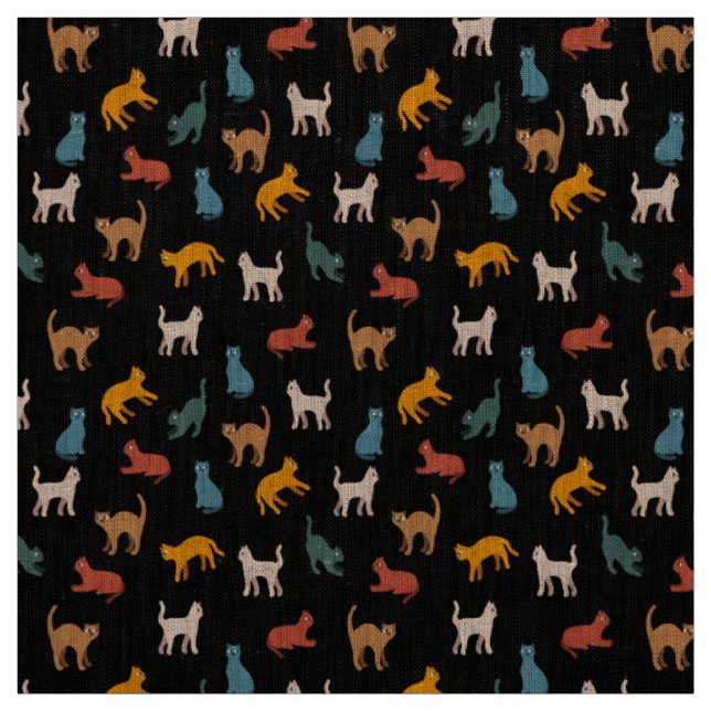 Katzen auf schwarz stoff (Muster)