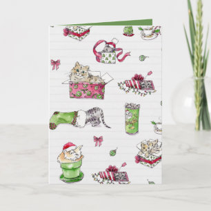 Katzen auf Weihnachtskarte Feiertagskarte