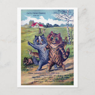 Katzen aus Frankreich - Louis Wain Feiertagspostkarte