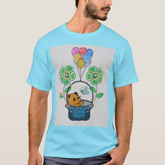 Katzen-Ballonfahrt T-Shirt (Vorderseite)
