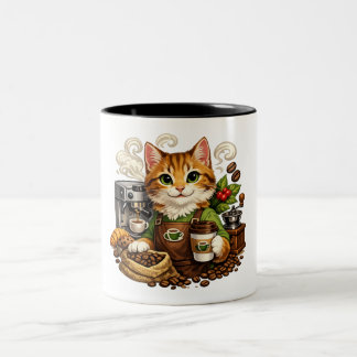 Katzen-Barista-Kaffee-Liebhaber Zweifarbige Tasse