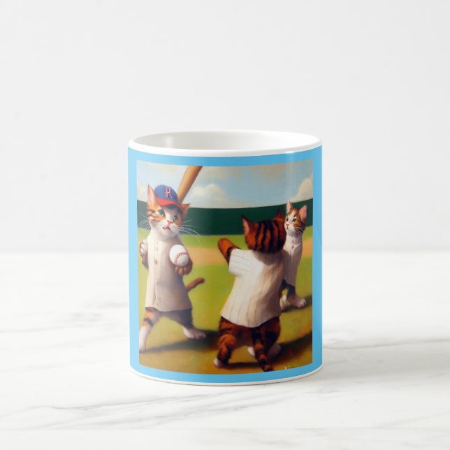 Katzen Baseball Kaffeetasse (Mittel)