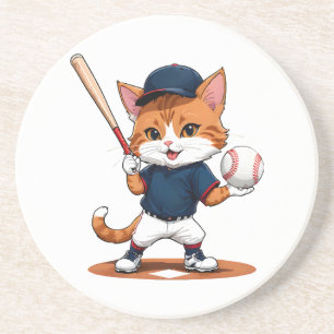 Katzen-Baseballspieler Getränkeuntersetzer