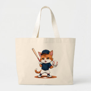 Katzen-Baseballspieler Jumbo Stoffbeutel