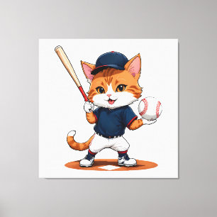 Katzen-Baseballspieler Leinwanddruck