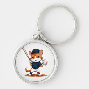 Katzen-Baseballspieler Schlüsselanhänger