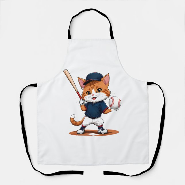 Katzen-Baseballspieler Schürze (Vorderseite)