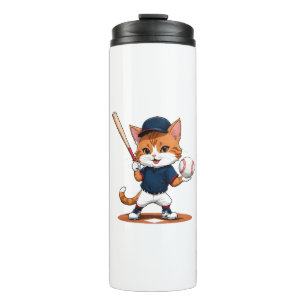 Katzen-Baseballspieler Thermosbecher