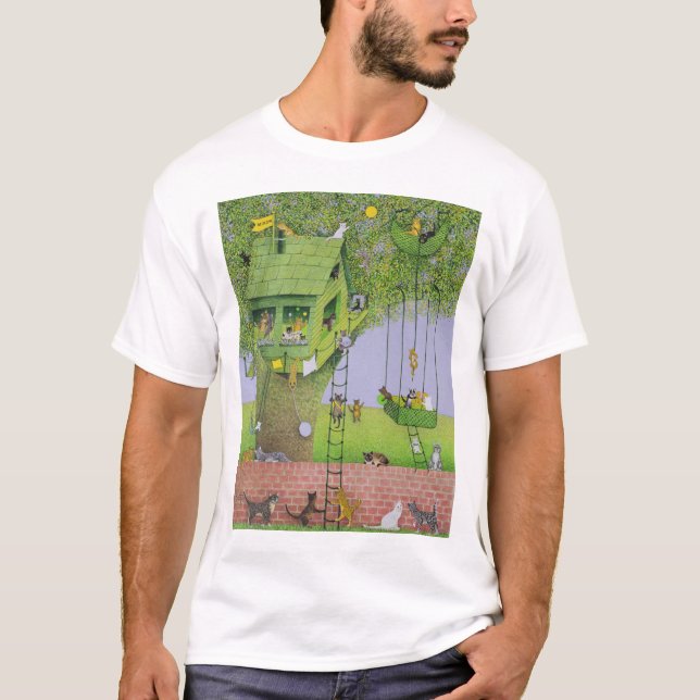 Katzen-Baum-Haus T-Shirt (Vorderseite)