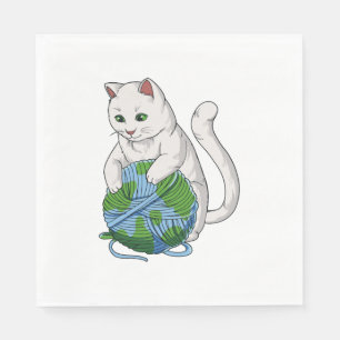 Katzen beherrschen den Weltkatzenwollglobus Serviette