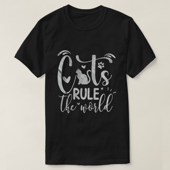 Katzen beherrschen die Welt T-Shirt (Design vorne)