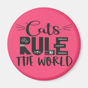 Katzen beherrschen die Welt trendy Lettering Schnu Magnet