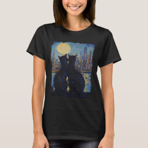 Katzen bei Nacht in New York Van Gogh Katze für Ka T-Shirt