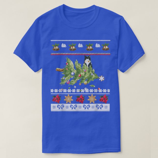 Katzen Besitzer glückliche Weihnachtsferien Winter T-Shirt (Design vorne)