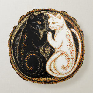 Katzen bilden eine Ying-Yang-inspirierte Kompositi Rundes Kissen