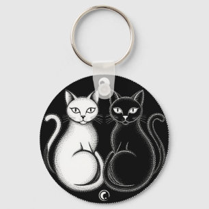 Katzen bilden eine Ying-Yang-inspirierte Kompositi Schlüsselanhänger