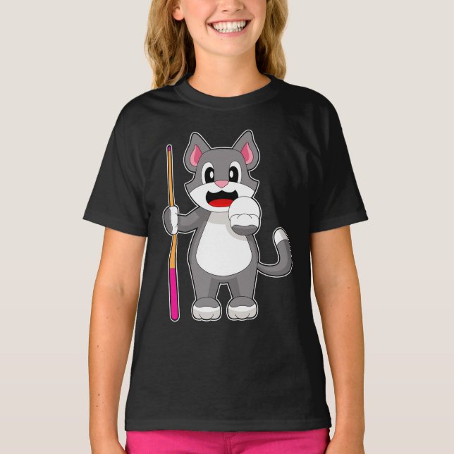 Katzen-Billard-Queue T-Shirt (Vorderseite)