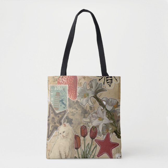 Katzen-Blumen-Collage-Muster – Hübsches künstleris (Vorderseite)
