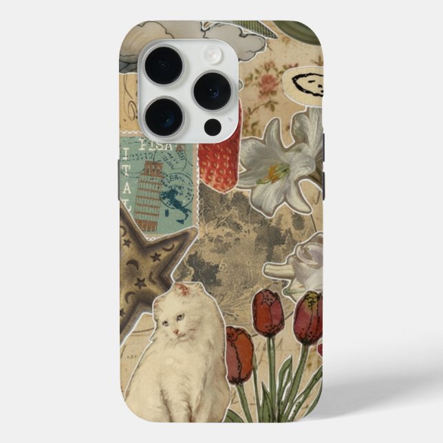 Katzen-Blumen-Collage-Muster – Hübsches künstleris Case-Mate iPhone Hülle (Rückseite)
