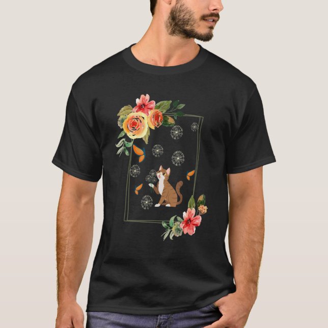 Katzen Blumen Cottagecore T-Shirt (Vorderseite)