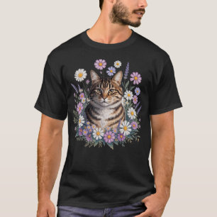Katzen Blumen Floral Süß Kätzchen Ästhetik Katzenl T-Shirt