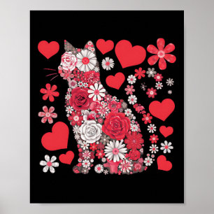 Katzen Blumen Herzen Romantischer Valentinstag Für Poster