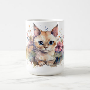 Katzen-Blumen-Tasse Kaffeetasse