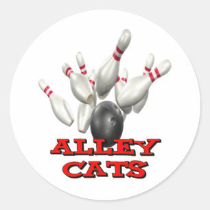 Katzen-Bowling Runder Aufkleber