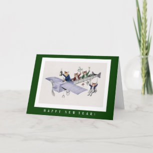 Katzen bringen Champagner-Happy New Year Card Feiertagskarte