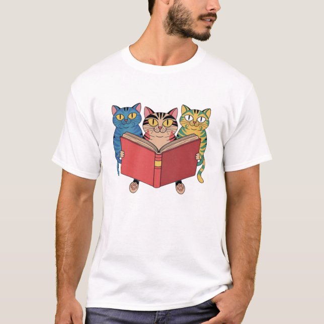 Katzen buchen T-Shirt (Vorderseite)