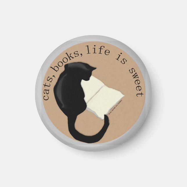 Katzen, Bücher, das Leben ist süß Magnet (Vorne)