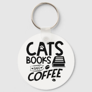 Katzen Bücher Kaffeetypografie Bookworm Sprichwort Schlüsselanhänger