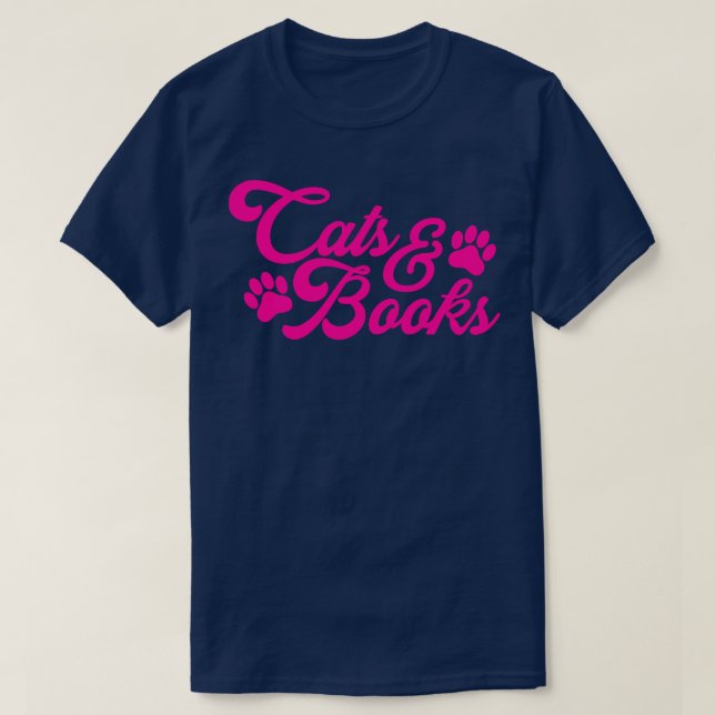 Katzen Bücher T-Shirt (Design vorne)