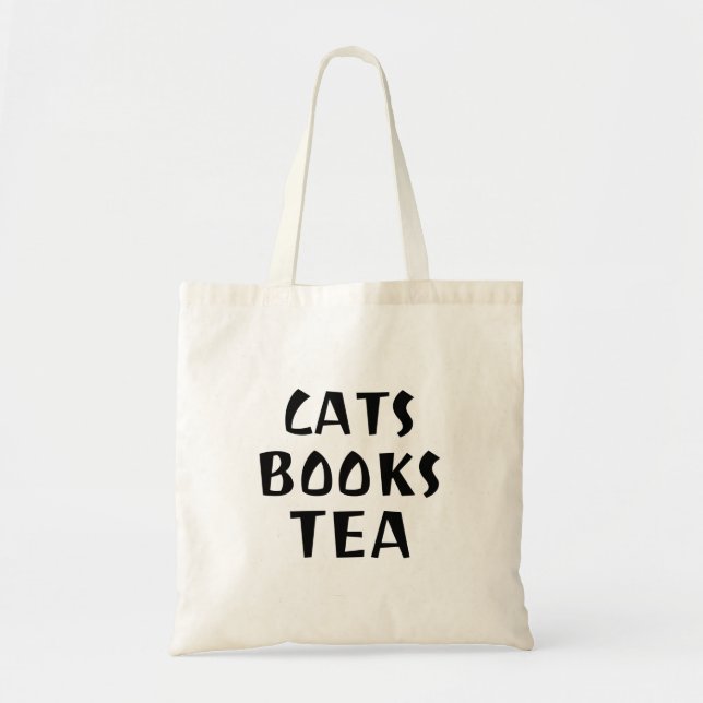 Katzen Bücher Tee, Katzenliebhaber Mooddesign Tragetasche (Vorne)