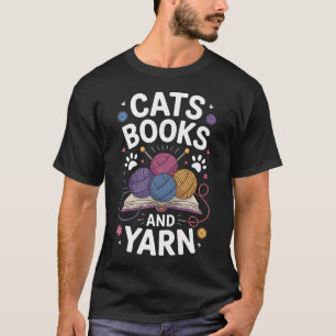 Katzen Bücher Und Garn Stricker Lustig Stricken T-Shirt