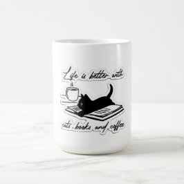 Katzen, Bücher und Kaffee Kaffeetasse