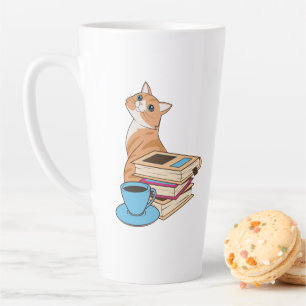 Katzen, Bücher und Kaffee Niedliche Kaffee-Tasse Milchtasse