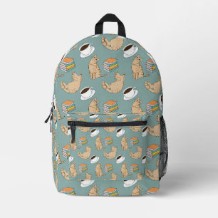 Katzen Bücher Und Kaffezeit Bedruckter Rucksack