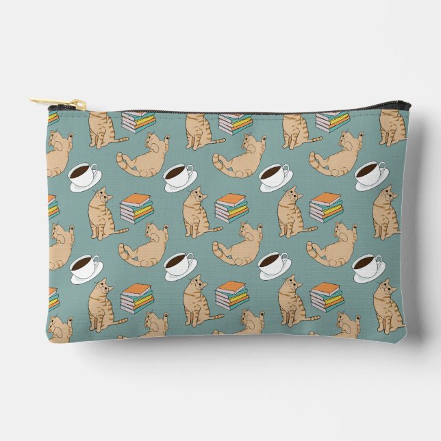 Katzen Bücher Und Kaffezeit Zubehörtasche (Vorderseite)