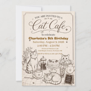 Katzen-Café-Geburtstag Einladung