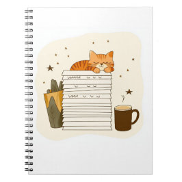 Katzen-Café-Stapel-Notizbuch studieren Notizblock