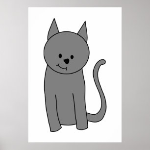 Katzen-Cartoon des rauchigen Graus Poster
