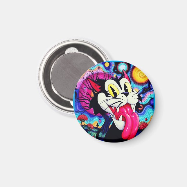 KATZEN CARTOON MAGNET (Vorderseite/Rückseite)