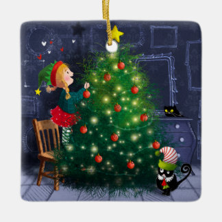 Katzen-Chaos-Weihnachten Keramikornament
