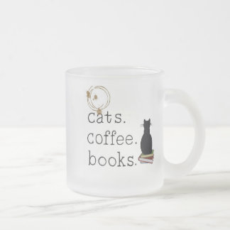 Katzen. Coffee. Bücher. Perfektion. Mattglastasse