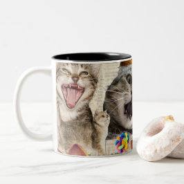 Katzen-Collage-Kaffeetasse Zweifarbige Tasse