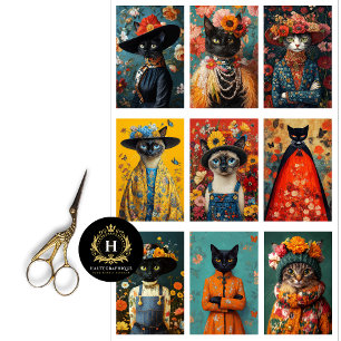 Katzen Collage Kleine Projekte Junk Journal Decoup Seidenpapier