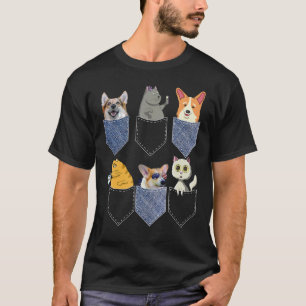 Katzen & Corgis in Taschen Pop Katze & Corgi Hund T-Shirt